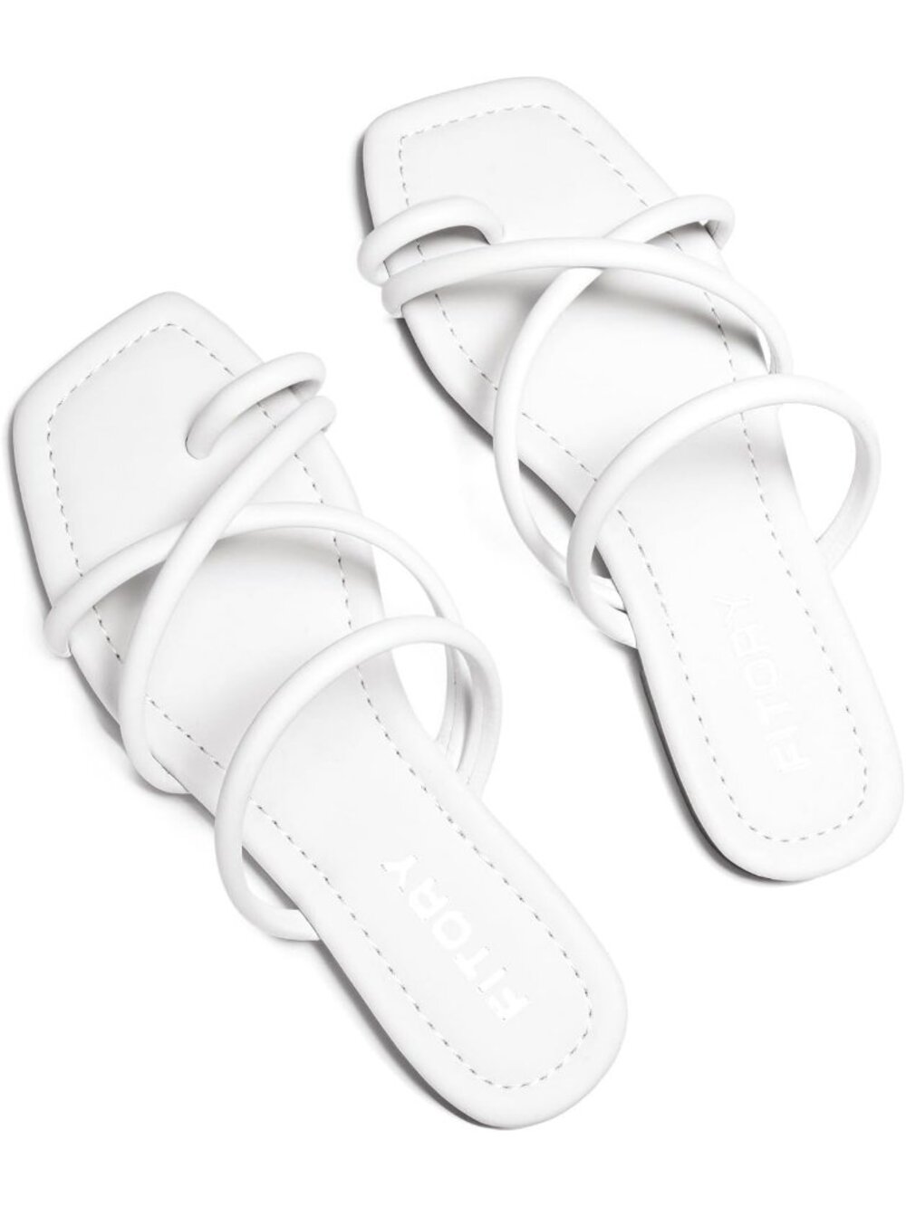 Women's All White Summer Flat Toe Ring Thong Open Toe Cross Strap Fashion Shoes